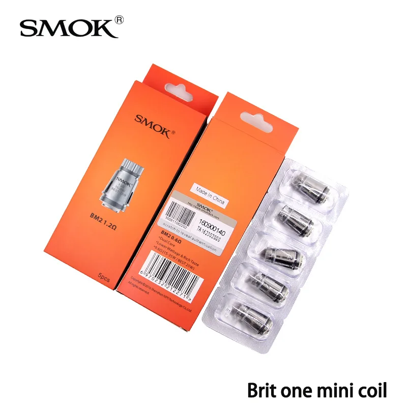 5 шт. 100% Original SMOK BM2 катушки Брит jne mini катушки 1.2ohm 0.6ohm замена катушки голову подходит для Брит jne Mini