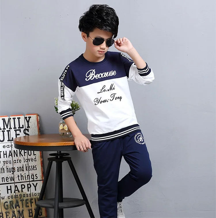 4-12 y children boys clothes kids boy set long sleeve sweatshirt letter sport sets for boys spring autumn clothing (2)
