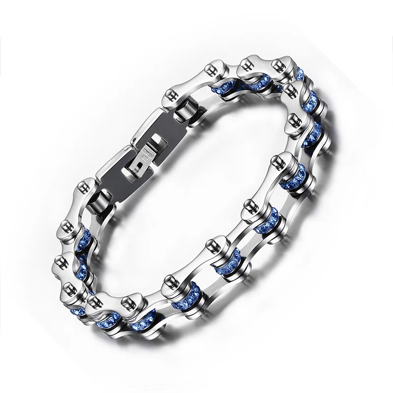 

2018 Sale Direct Selling Wholesale Bike Chain Bracelets Bangles With Crystal 316l Stainless Steel Men Jewelry Christmas Gift