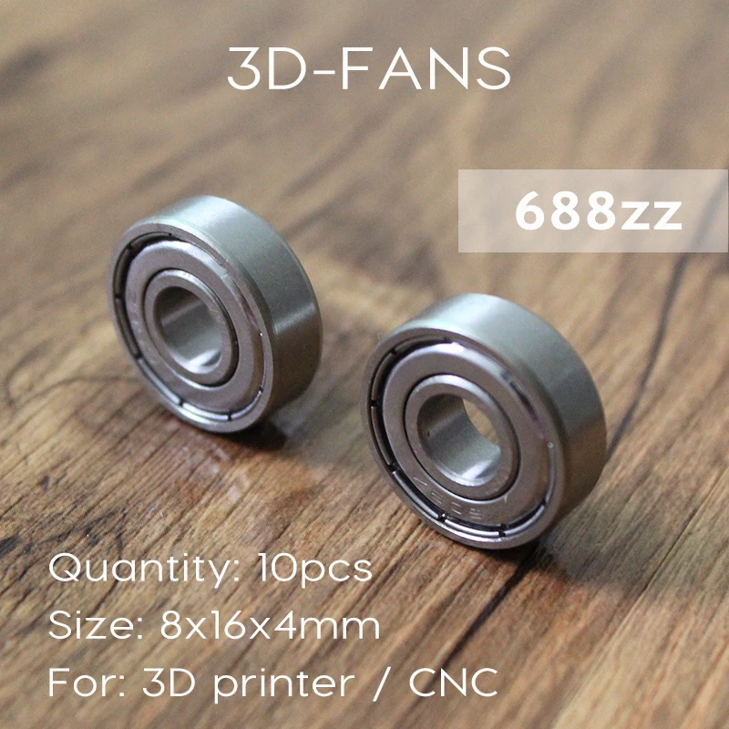 Hot 10 Pcs 16Mm X 8Mm X 5Mm Steel Shielded Deep Groove Ball Bearing 688Zz Excellent Quality For 3D Printer huismerk kopen in de aanbieding
