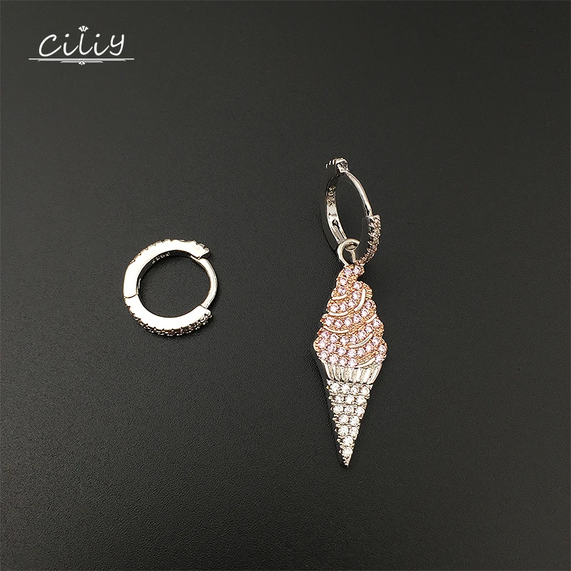 

Ciliy Women Asymmetrical Ice Cream Zircon Long Dangle Earrings Fashion Jewelry For Female Vrouw Oorbellen Ohrringe F0625AL