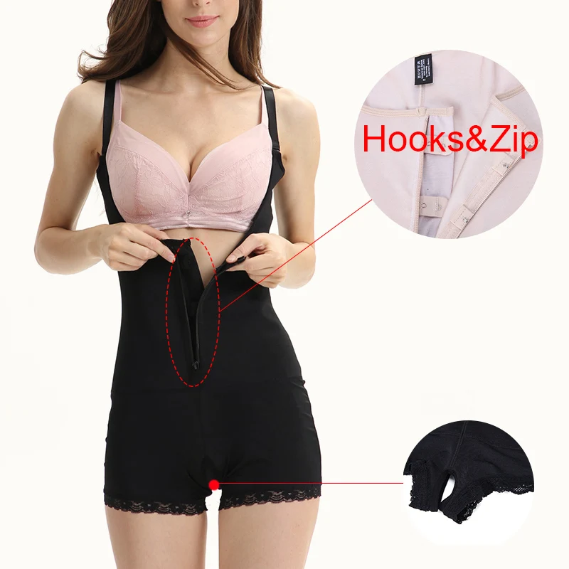 Women's Full Body Shapewear Firm Control Zip Front Open Bust Latex Bodysuit Fajas Reductoras Full Body Shaper Slimming Shaper