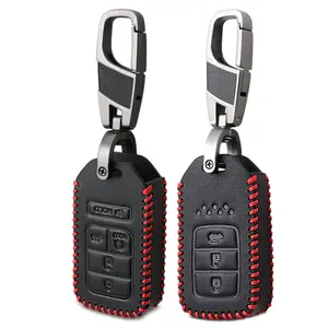 Car Key Case Genuine Leather Protector Keychain for HondaKeyless Remote Jacket for 2019 2018 2017 2016 2015 2014 2013 Honda Accord Civic Crosstour CR-V CR-Z Fit HR-V Odyssey Pilot key fob cover case