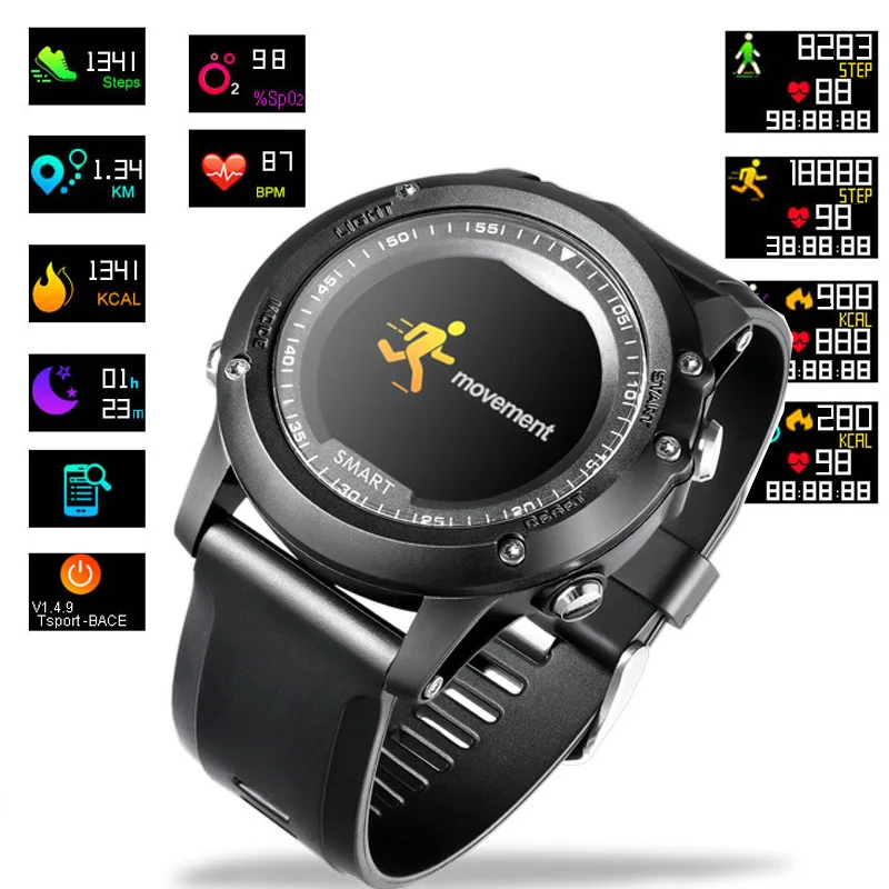 T2 Outdoor Smart Watch Waterproof IP68 Heart Rate Monitor Bluetooth 4.0 Sport Clock For IOS Android vibe 3 Upgraded version