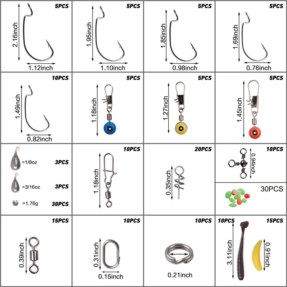 211 шт. набор рыболовных снастей включает рыболовное грузило весов рыболовный крючок Приманка личинка вращающиеся Вертлюги для рыболовных аксессуаров