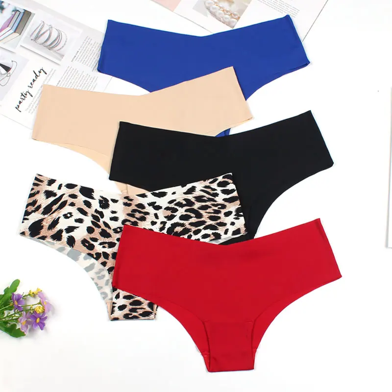 

3 Pcs High Quality Women's Seamless Leopard Panties Comfort Ultra-thin Panties Underwear Women's Sexy low-Rise Ruffles Briefs