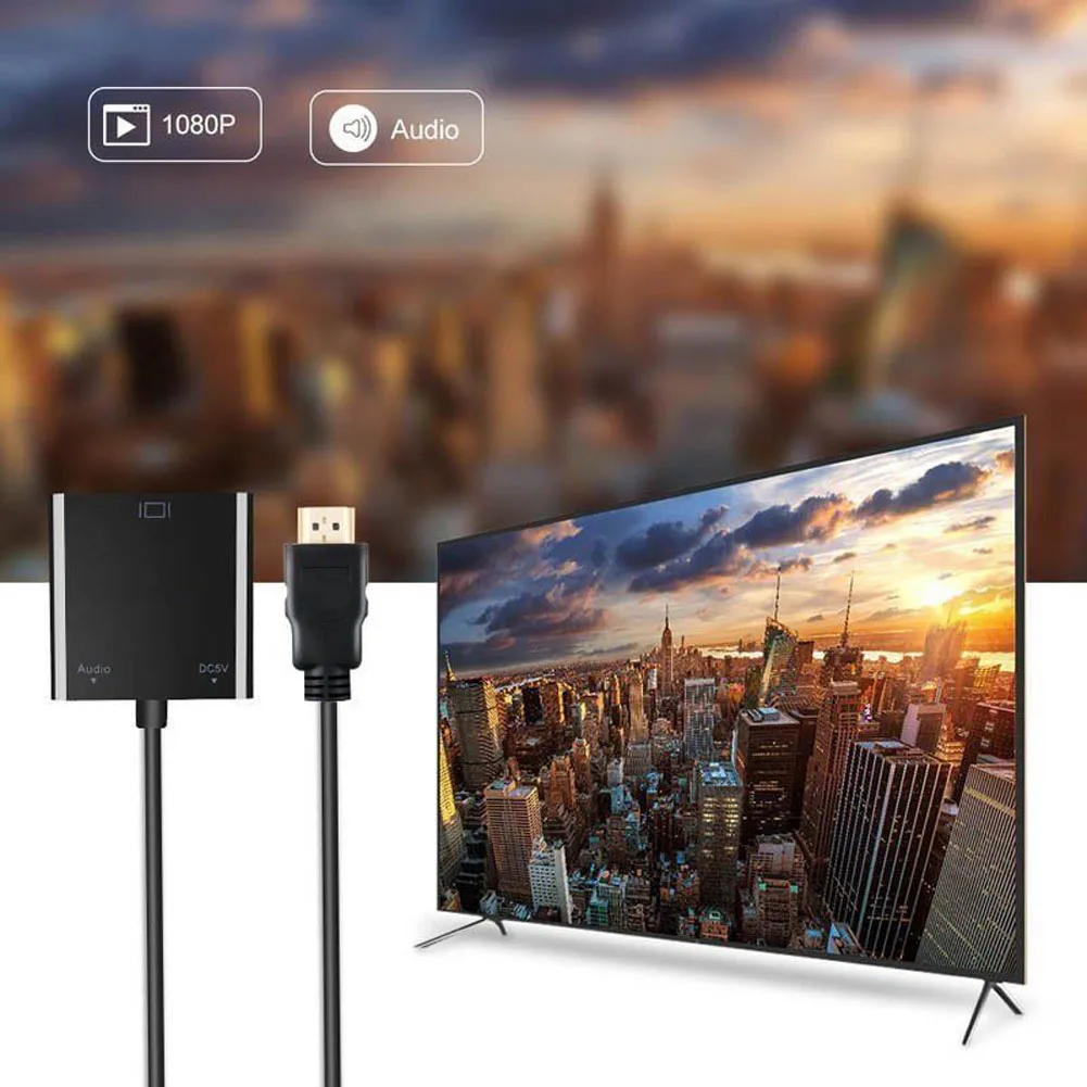 1080P HDMI в VGA адаптер конвертер с USB мощность 3 5 мм аудио кабель для HDTV PC монитор