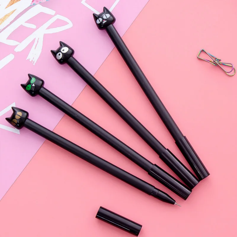 

1pcs Kawaii office gel pen Originality cute black cat pattern school stationery Supplies Black ink 0.38mm Pen refill