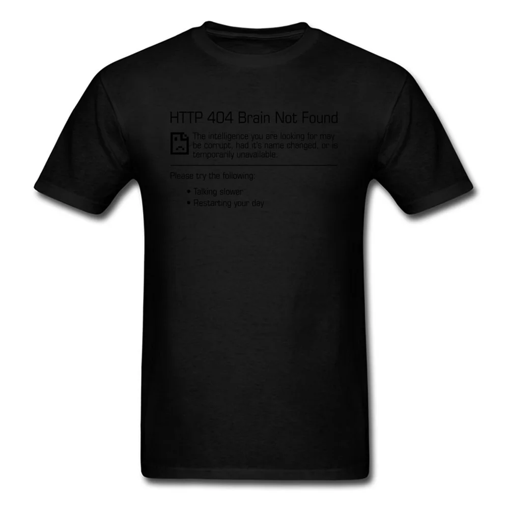 Special 404 Brain Not Found Leisure Short Sleeve Tshirts VALENTINE DAY Crew Neck 100% Cotton Tees for Students T-shirts Hip hop 404 Brain Not Found black