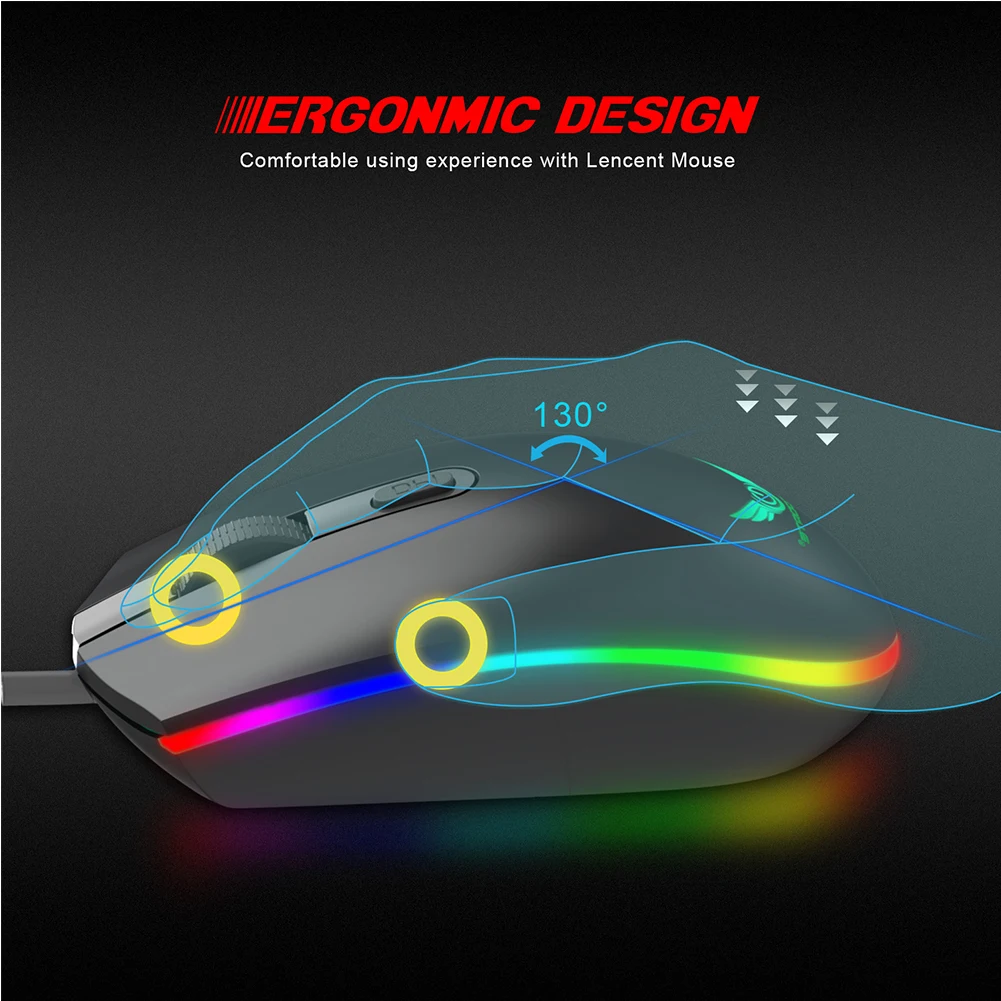 S900 подсветка RGB светодиодный эргономичная оптическая мышь 1600 dpi игровая мышь компьютер 4 кнопки USB Проводная мышь#0124