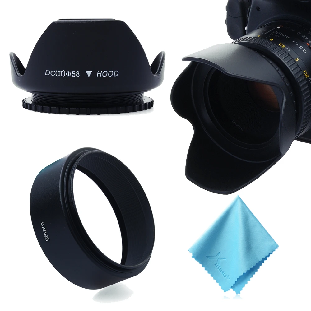 58mm Petal Crown Flower Lens Hood + Metal Lens Shade for Canon 650D