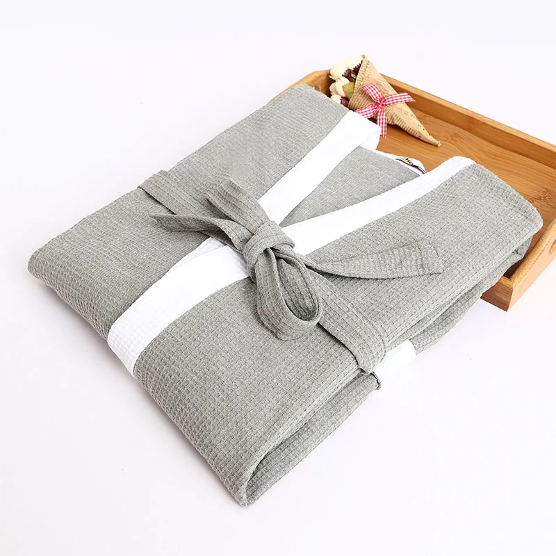 Повседневный вафельный Трикотажный Хлопковый мужской Халат банный халат с длинными рукавами для сауны, спа банный халат Roupao для влюбленных, пижама-кимоно, халаты, Мужская Ночная рубашка - Цвет: 2
