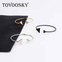 

Fashion Cuff Bangles Trendy Open Double Triangle Bracelet Bangles for Women Simple Jewelry Gifts 2016 New Top