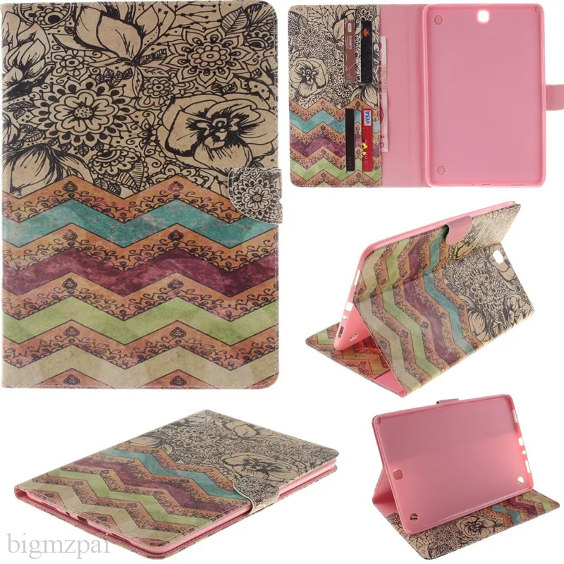 Fashion 2 Sides Painted Leather Case For Samsung Galaxy Tab A 9.7 T550 T551 T555 Tablet Cover 9.7 Inch Stand Wallet Flip Case  (79)