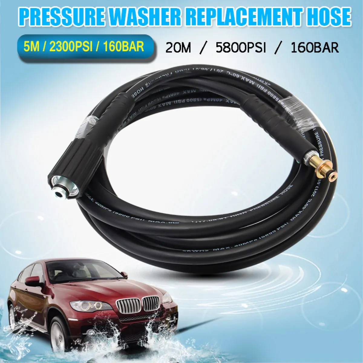 

20m 5800PSI High Pressure Washer Replacement Hose Extension Cleaning Hose for Karchers K2 Car Auto Cleaning Accessories