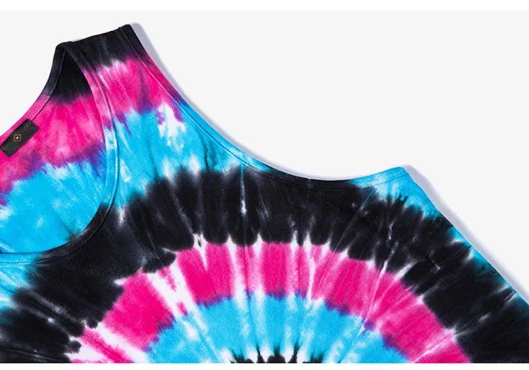 Aolamegs Tank Tops Men Tie Dye Rainbow Color Tee Sleeveless T Shirts Homme 2017 Spring Summer Hip Hop Fashion Streetwear M-XXL (4)