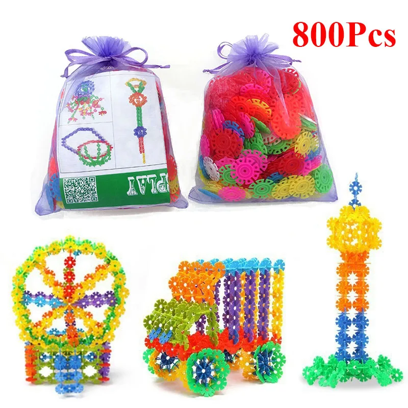 800 Pcs Plastic Snowflake Building font b Blocks b font 3D Puzzle Jigsaw Building Model DIY