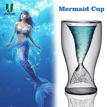 UNTIOR 100 мл креативная чашка русалки Прозрачная форма хвоста русалки бокал для вина пивная чашка для бара вечерние термостойкие стеклянные чашки