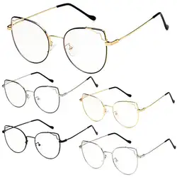Новые оптические очки металлический каркас очки прозрачные линзы очковые очки кошачий глаз