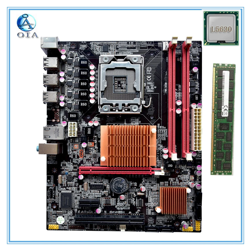 

New motherboard x58 with L5630 CPU+4G RAM 6*USB2.0 port support ecc ram LGA 1366 DDR3 ATX mainboard free shipping