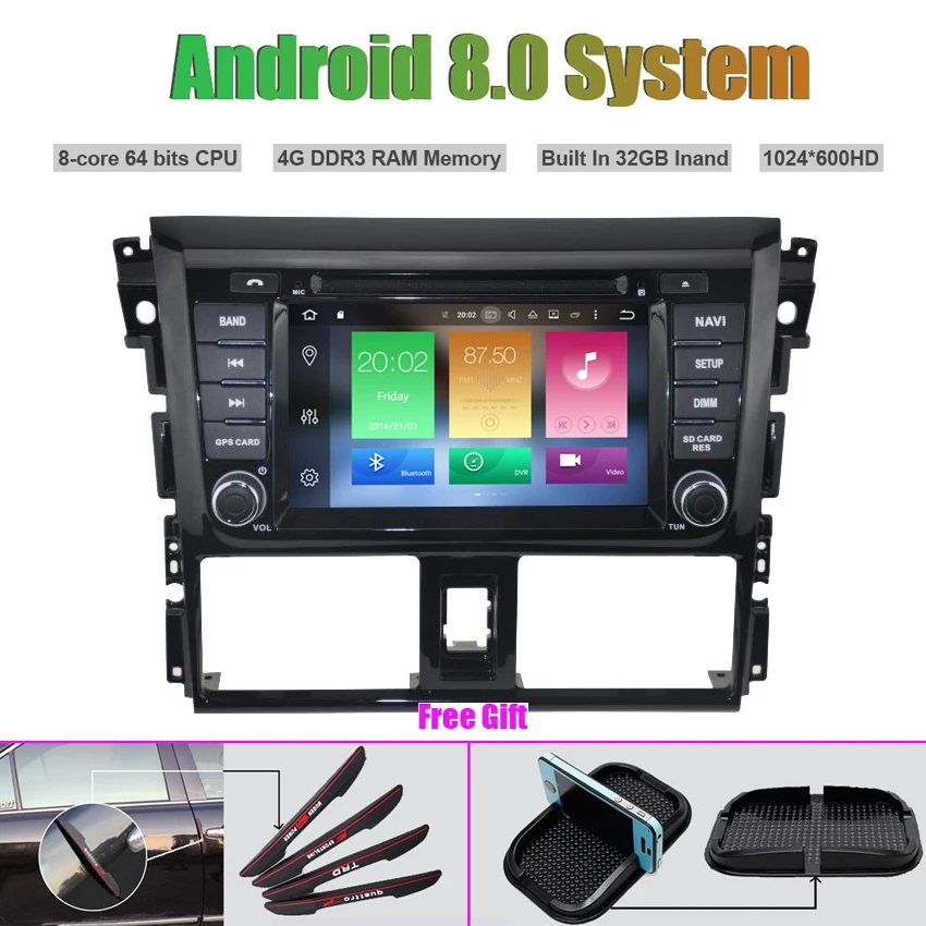 Perfect Octa-Core Android 8.0 CAR DVD Player for TOYOTA YARIS 2014 car radio stereo car gps navigation 0