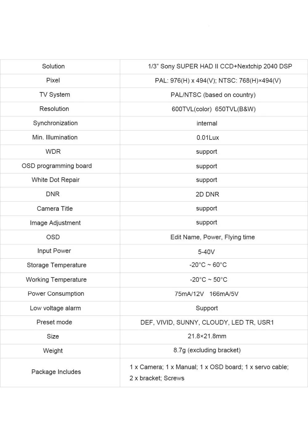 Foxeer Arrow Mini Pro 1,8 мм/2,5 мм 650TVL WDR FPV камера Встроенный OSD с кронштейном NTSC/PAL для гоночного дрона FPV