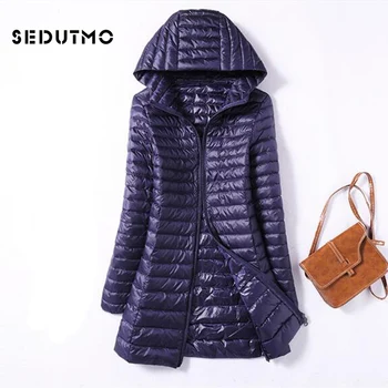 

SEDUTMO Winter Ultra Light Duck Womens Down Jackets Plus Size 3XL Long Down Doat Puffer Jacket Slim Hooded Parkas ED038