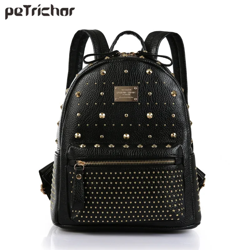 2017 Hot Black PU Leather font b Women b font font b Backpack b font with