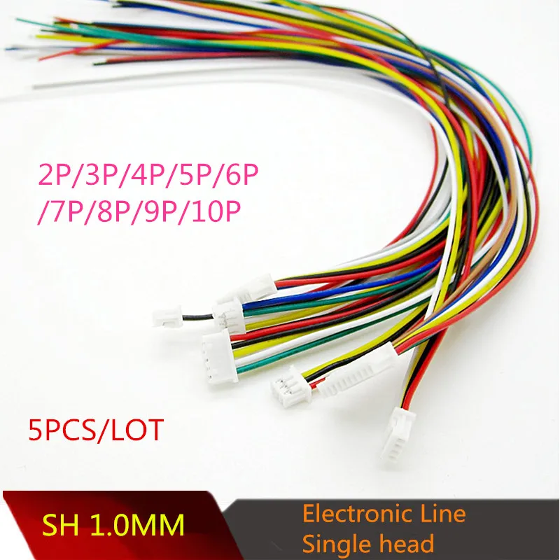 

5PCS/LOT YT2073 SH1.0 mm Electronic Line 2P/3P/4P/5P/6P/7P Spacing of 1.0mm The connector cable Length 10cm Single head