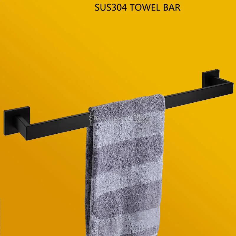 ﻿Buy Hot Sale Matte Black Bathroom Single Towel Bar 304 Stainless Steel