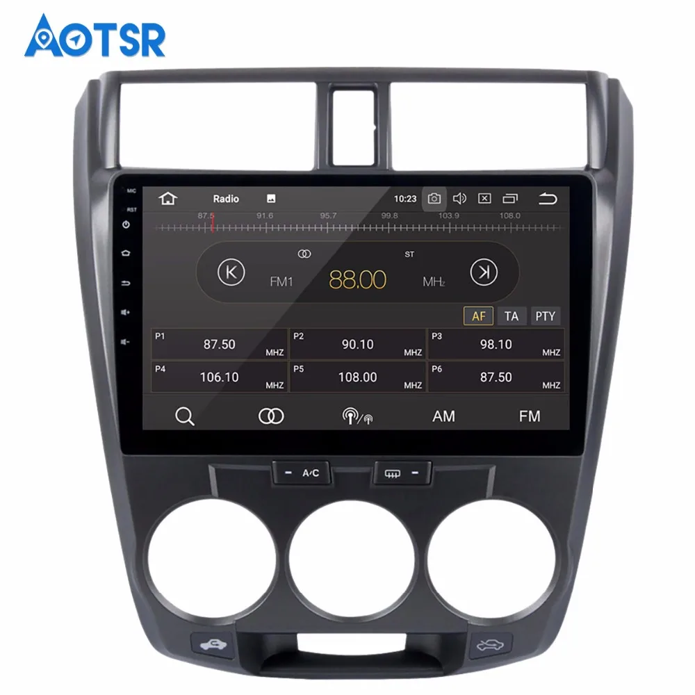 Best 10.2" Android 8.0 Car GPS Player IPS Screen 4G+32G for Honda City 2008-2012 Car Stereo Multimedia Bluetooth No DVD player Radio 4
