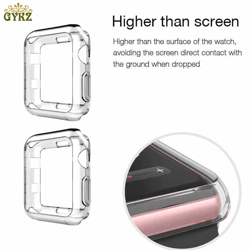 

Transparent Silicon Soft Case For Apple Watch Series 4 40 44mm Scratch Resistant Protective Bumper Cover Clear Screen Protector