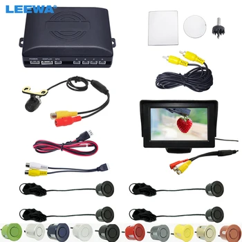 

LEEWA Car 4.3" LCD Monitor + 4-sensor Parking Sensor + 16.5mm Mini CCD Camera Reversing Rearview Parking System #CA962
