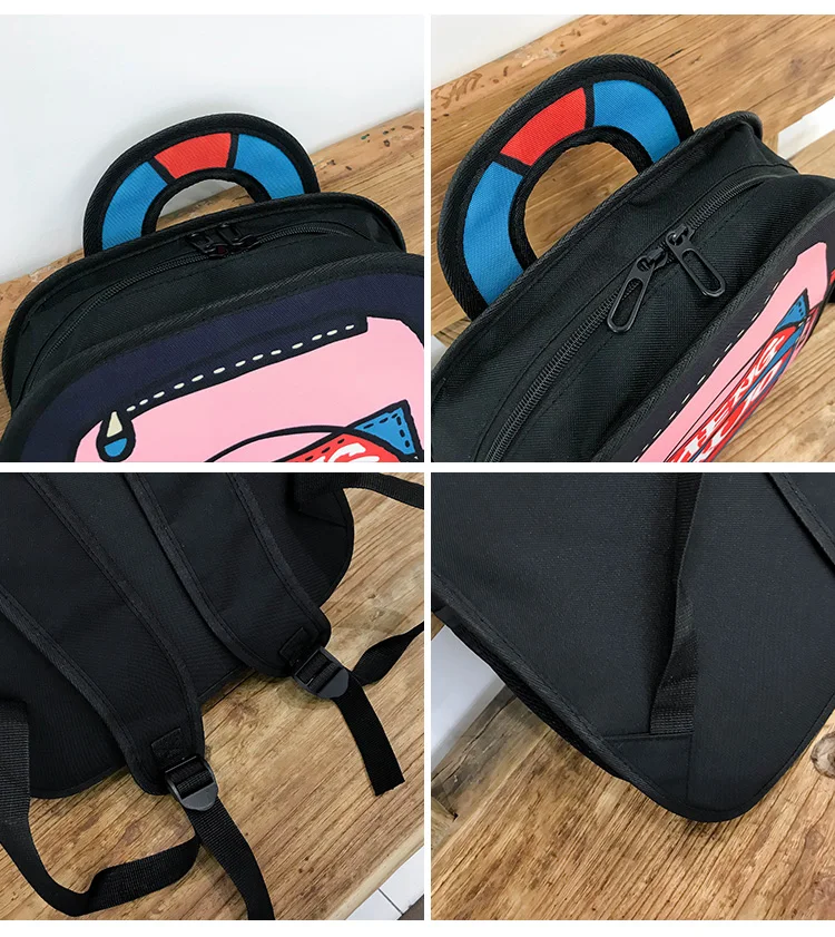 Menghuo New 3D Anime Cartoon Women Backpack School Bag Nylon 2D Style Travel Drawing Book Backpack Mochilas for Teenagers Gilrs (44)