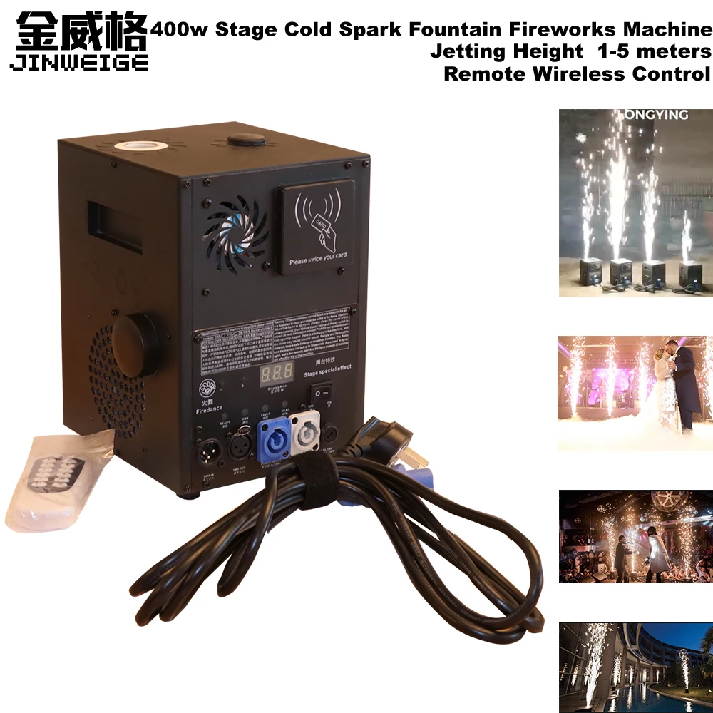 

Free Shipping Fireworks Machine 400W Cold Spark Wedding Flame Fountain DMX And Remote Control Sparkly Machine