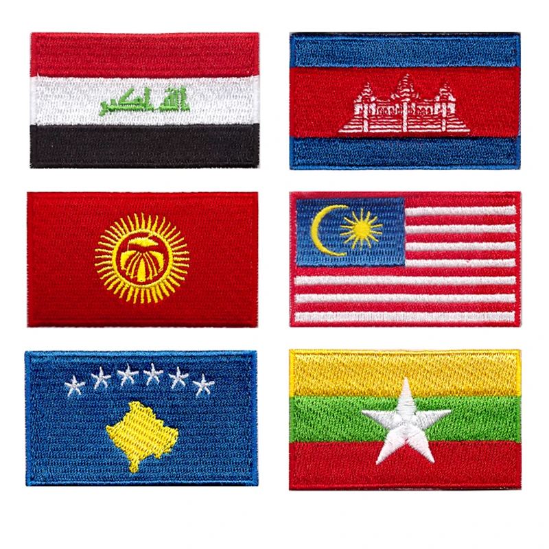 Malaysia and Burma embroidery flag patch hot cut Iron on 100emb low