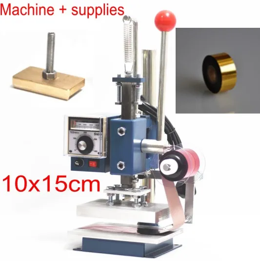 

Hot foil stamping machine debossing machine on leather with foil holder 10x15cm + mold with back screw+ one roll foil