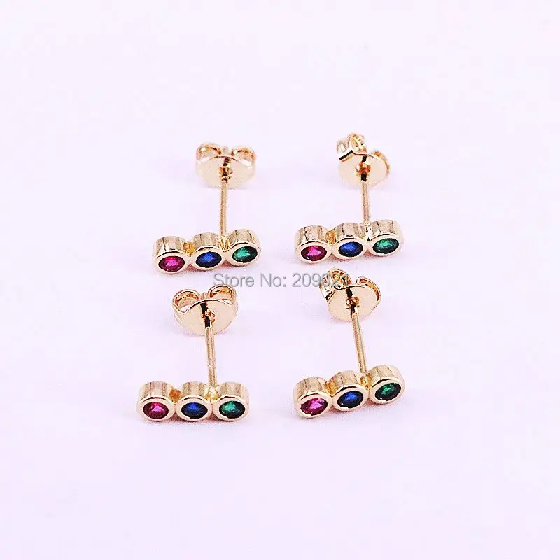 10 пар золотого цвета Модные Цветные яркие cz серьги «Радуга» шпильки Женские Простые милые девушки серьги подарок