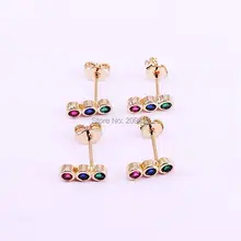 10 пар золотого цвета Модные Цветные яркие cz серьги «Радуга» шпильки Женские Простые милые девушки серьги подарок