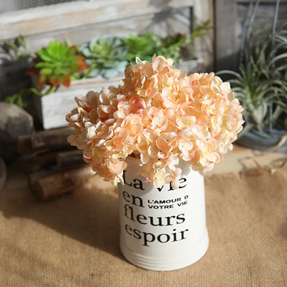 5pcs Silk Hydrangea Flower Wedding Decoration White Artificial Flowers Spring Vivid Big Hydrangea Wedding Flowers Decoration