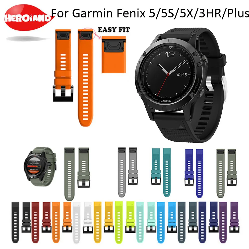 

26 22 20MM Watchband Strap for Garmin Fenix 5X 5 5S 3 3HR D2 S60 GPS Watch Quick Release Silicone Easyfit Wrist Band Strap