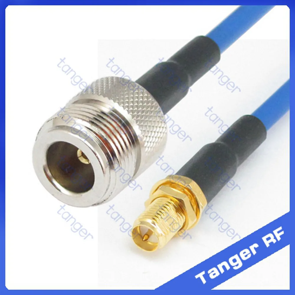 

High quality N female to RP-SMA female connector with RG402 RG141 RG-402 Coaxial Jumper Blue Cable 8in 8" 20cm Low Loss RF coax