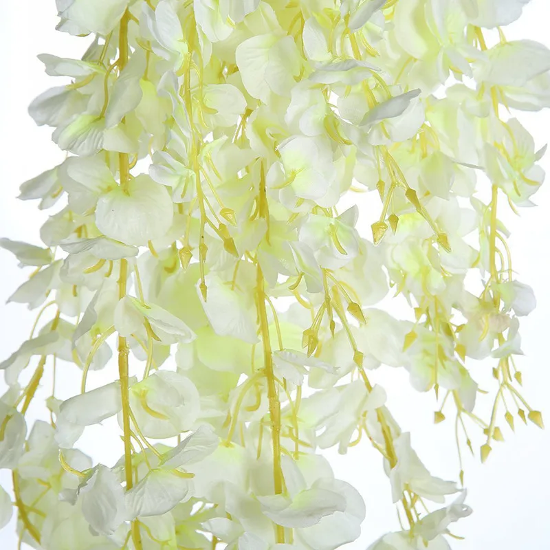 Искусственная шелковая Глициния лоза ратта Шелковый Подвесной цветок Свадебный декор, 6 штук