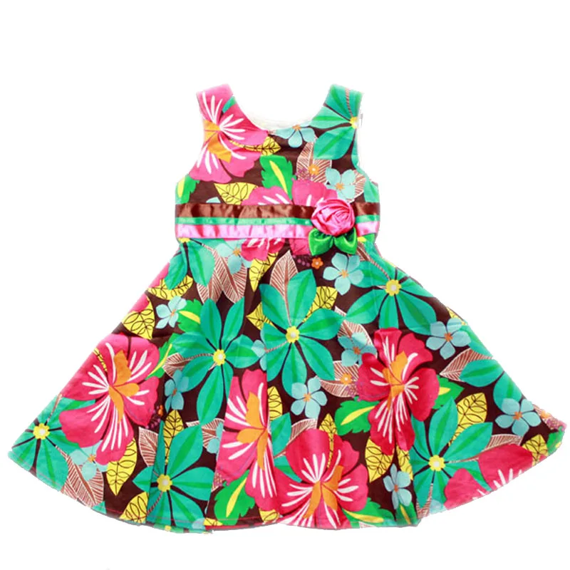kids Children's Clothing Dresses Summer 100 cotton bowknot sleeveless dresses 2 8 years old