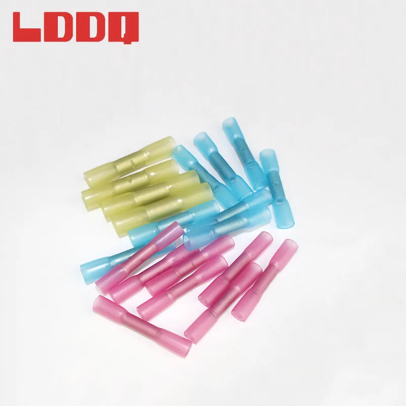 

LDDQ 100pcs Red Blue Yellow 3 sizes Heat Shrink Butt Crimp Terminals Nylon Insulated Electrical Waterproof Wire Cable Connectors