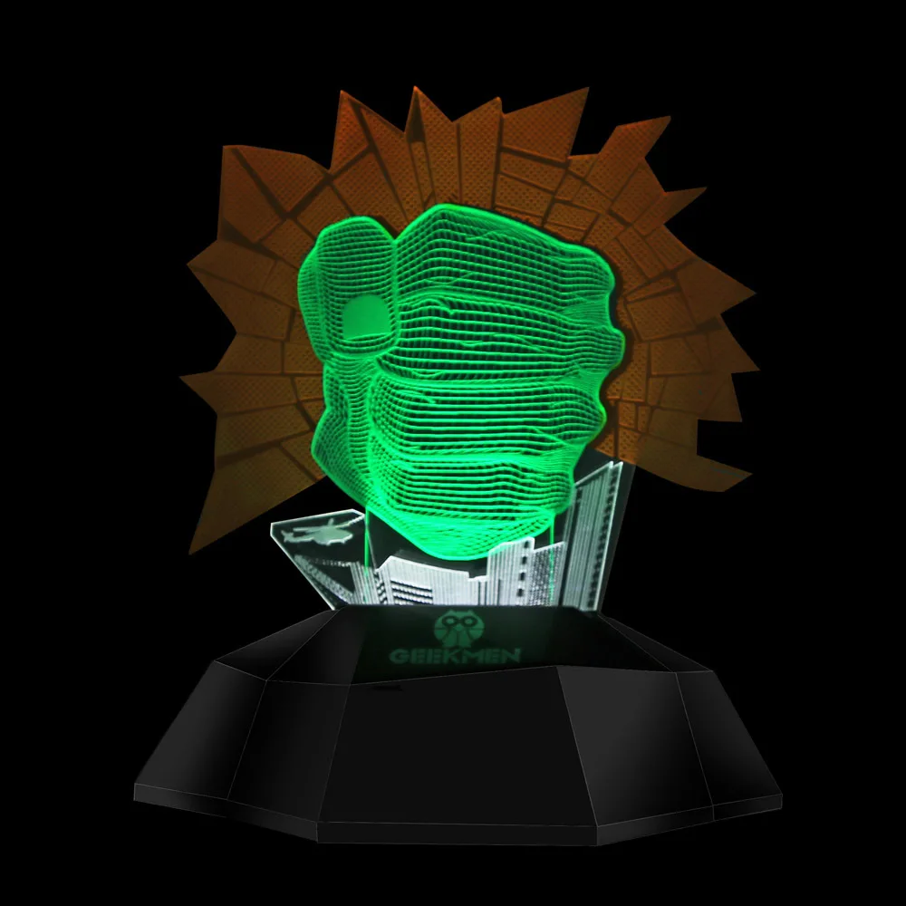 С принтами "Marvel", "Мстители", светодиодный ночной Светильник 3D Usb настольная лампа Железный человек Человек-паук Raytheon настольные лампы для спальни прикроватный светильник украшения подарок - Испускаемый цвет: Зеленый