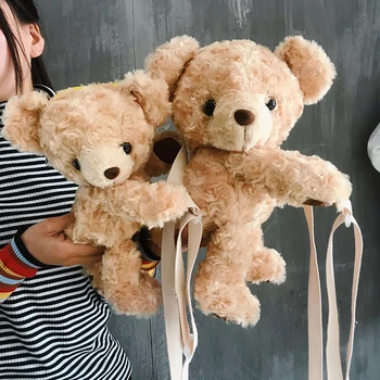 

1pc 20cm 30cm cartoon cute teddy bear plush doll coin case mini travel bag decoration stuffed toy girl lady gift