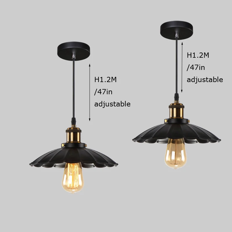 North American country suspension black pendant lamp vintage haning pendant light industrial loft lights lamparas home light  (12)