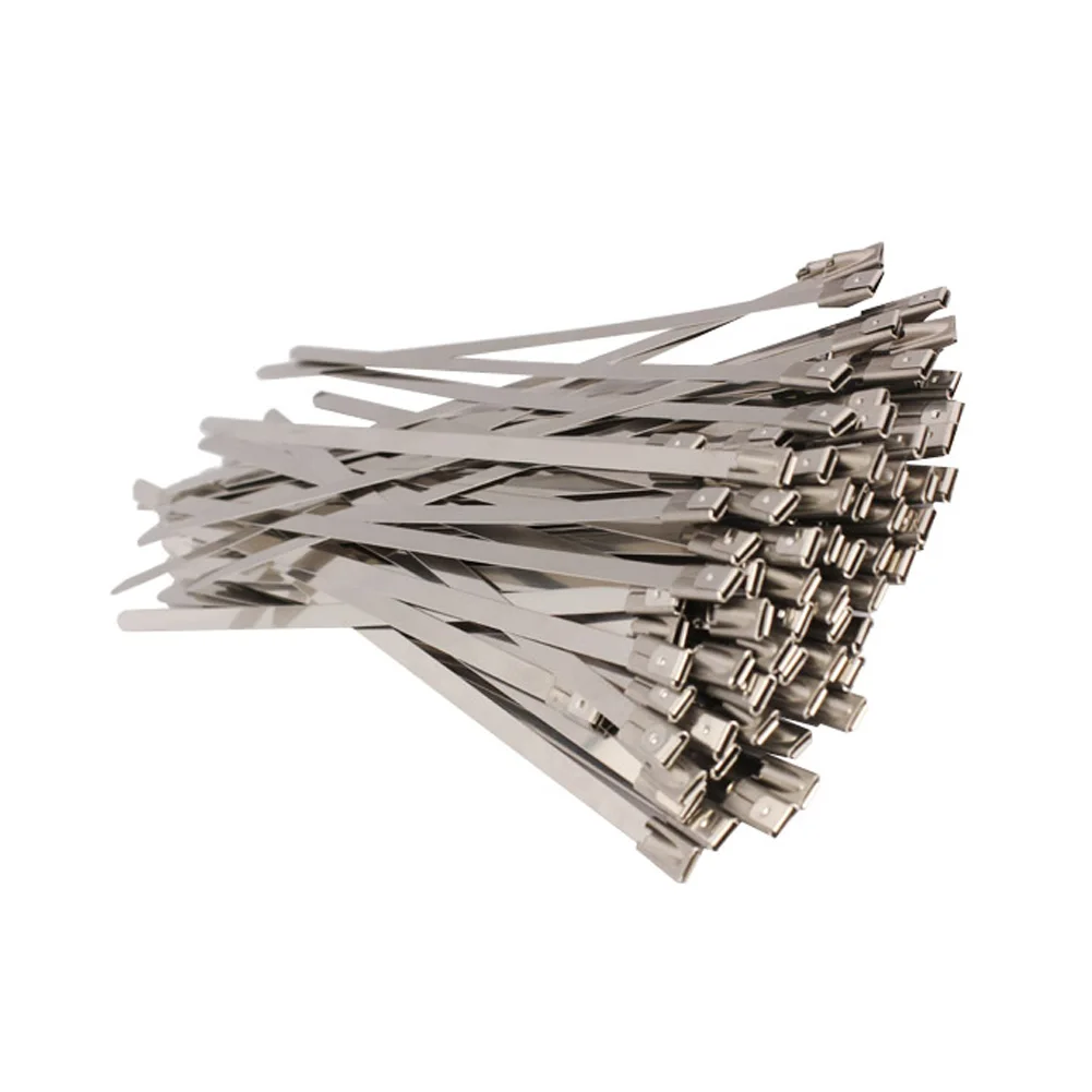 

New Arrived 100PCS 4.6MM Stainless Steel Metal Cable Ties Tie Zip Wrap Exhaust Heat Straps Induction Pipe 300/200/150/100MM