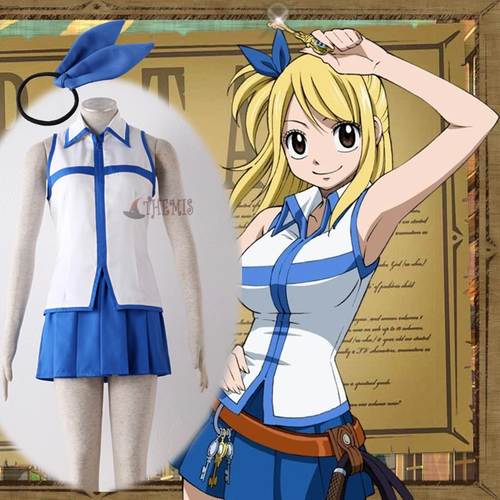 

Athemis Fairy Tail Lucy Cosplay Costumes anime cosplay Mini Skirt Pleated Dress custom made size